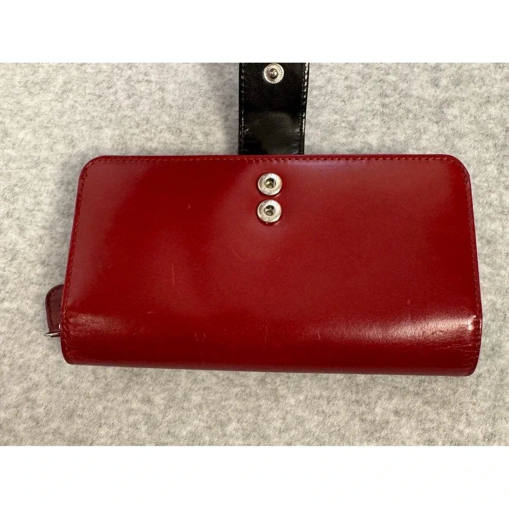 Genuine Leather Red Clutch Wallet 8x4 in Organizer Zipper Back Currency Pocket